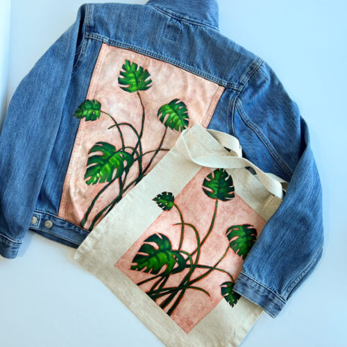 Monstera Leaf Jacket and Bag